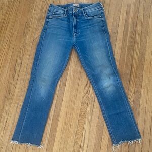 MOTHER Blue Ankle Cropped Jeans